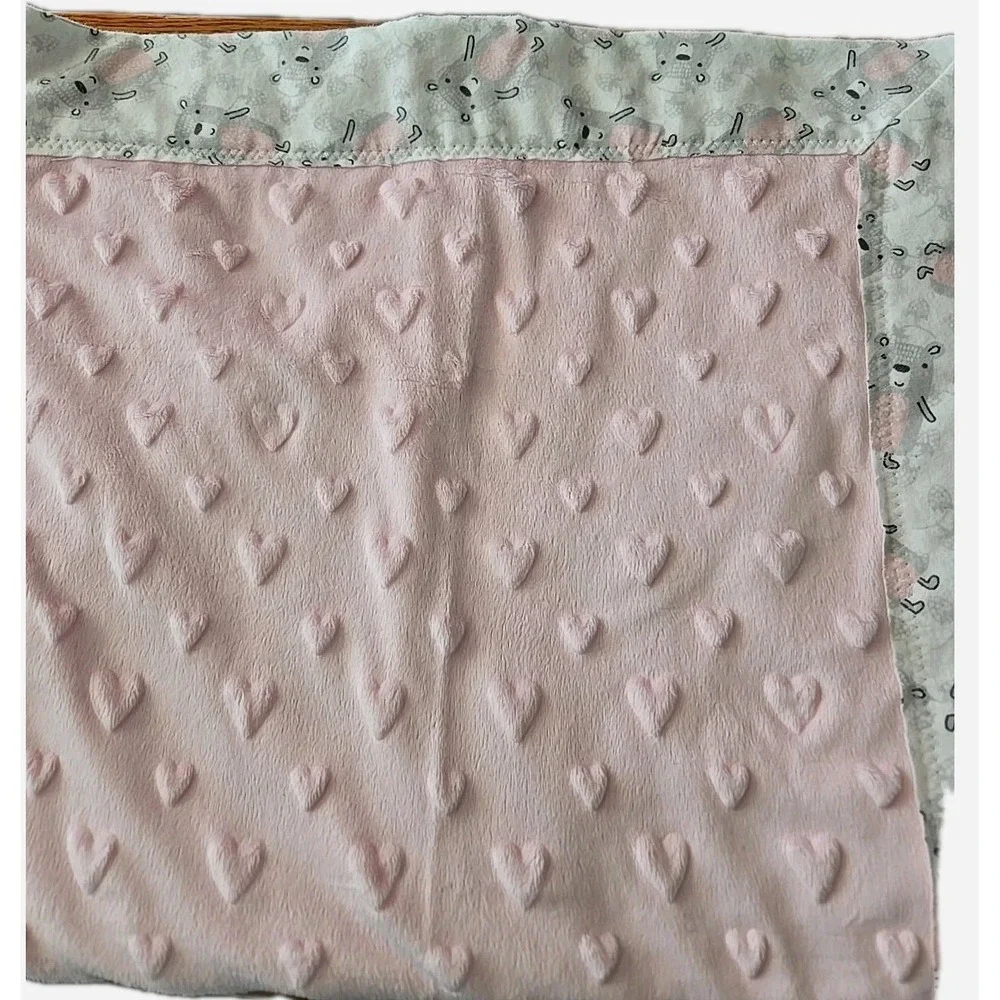 Baby Girl Blanket‎ Homemade Bears & Hearts 27 X 31 Soft Fleece